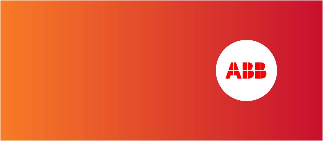 Orange and red background with ABB logo